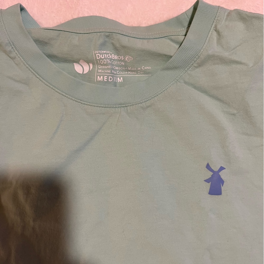 dutch bros light blue shirt